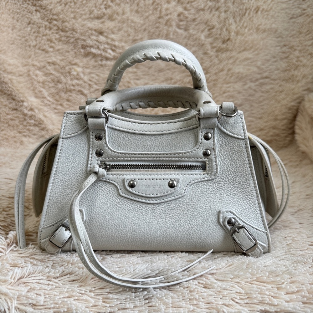 Balenciaga White Leather Mini Neo Classic Sling Bag